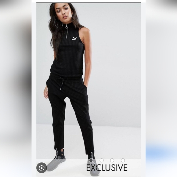 Puma Black Ribbed Joggers - Picture 1 of 12